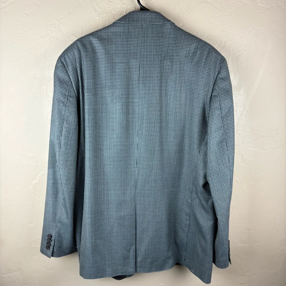 Lauren Ralph Lauren Men's Gray Blue Houndstooth Checkered Blazer Sports Coat 46L